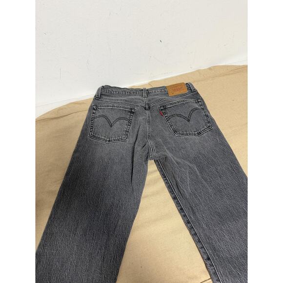 Levis 501 Jeans Mens 27x30 Black Gray Button Fly Premium Denim Straight Leg - Picture 2 of 12